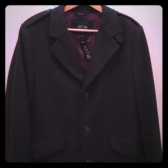 Men’s Charcoal Crosshatch Peacoat Apt. 9 - Picture 1 of 3